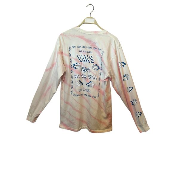 VANS MENS LONG SLEEVE CREW NECK TSHIRT PINK BLUE SND WHITE SIZE M - Picture 2 of 11